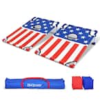 American Flag Portable PVC Framed Cornhole Boards Game Set with 8 Bean Bags and Portable Carrying Case