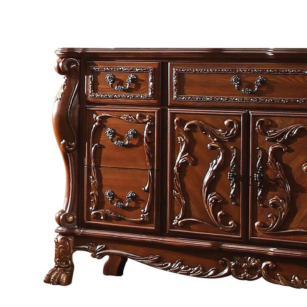 Cherry Oak 7-Drawer Dresser with Felt-Lined Drawers