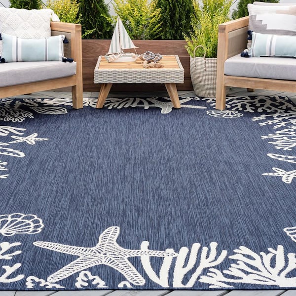 Eco Coastal Navy 5 ft. x 8 ft. Indoor/Outdoor Area Rug