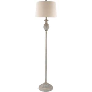 Picton 59 in. Gray Indoor Floor Lamp with Natural Barrel Shaped Shade