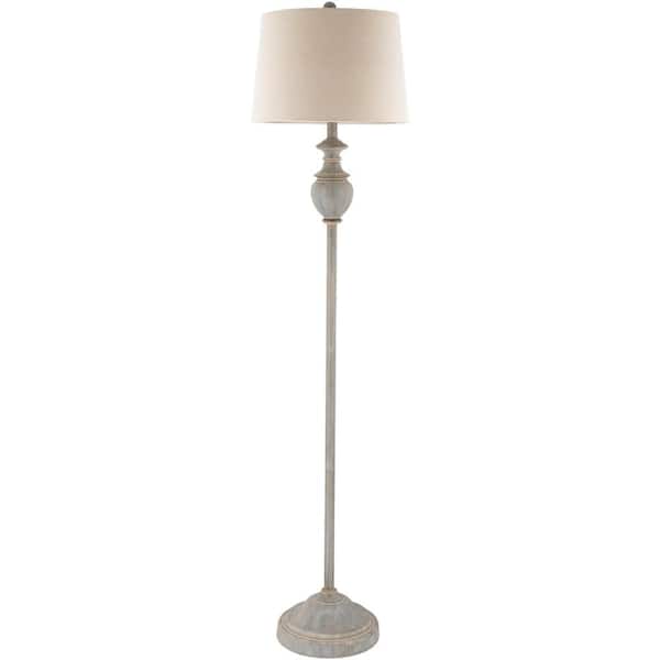Livabliss Picton 59 in. Gray Indoor Floor Lamp with Natural Barrel Shaped Shade