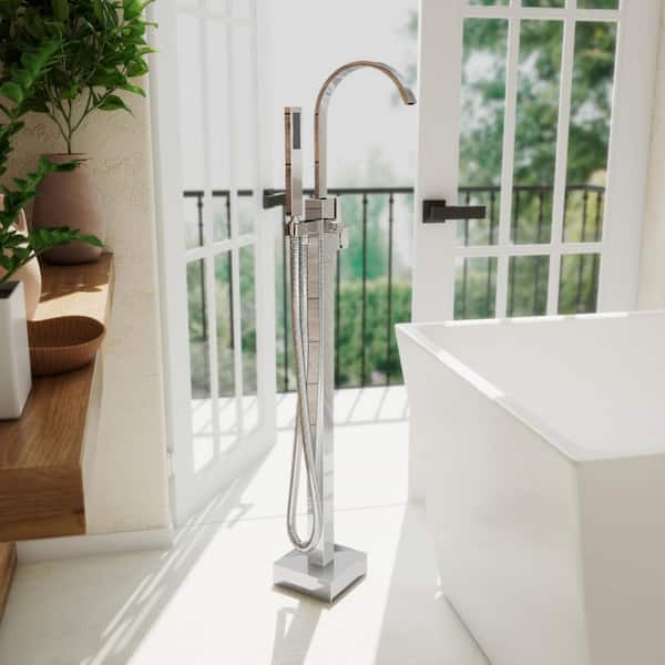 Levantine Single-Handle Freestanding Tub Faucet with Handshower in Chrome