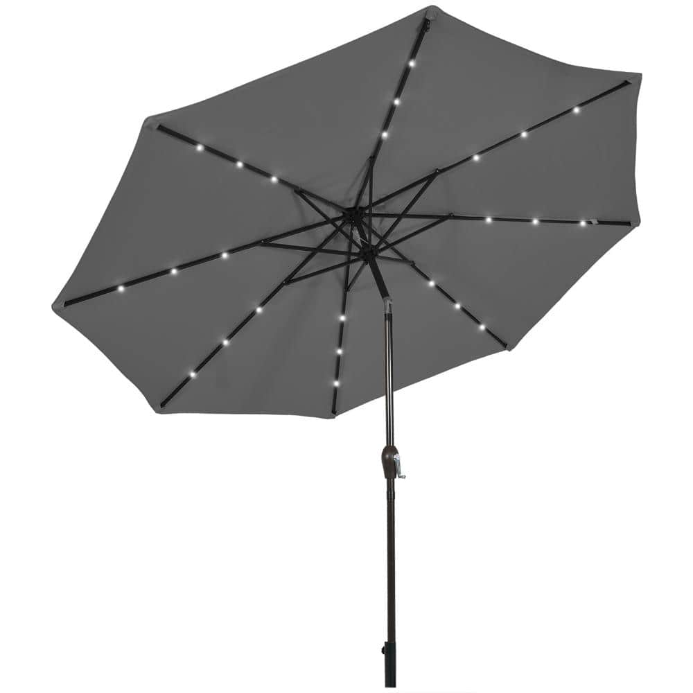 10 ft. Solar LED Patio Umbrella with 24 Lights Tilt and Crank in Gray price history on PriceWatchPro