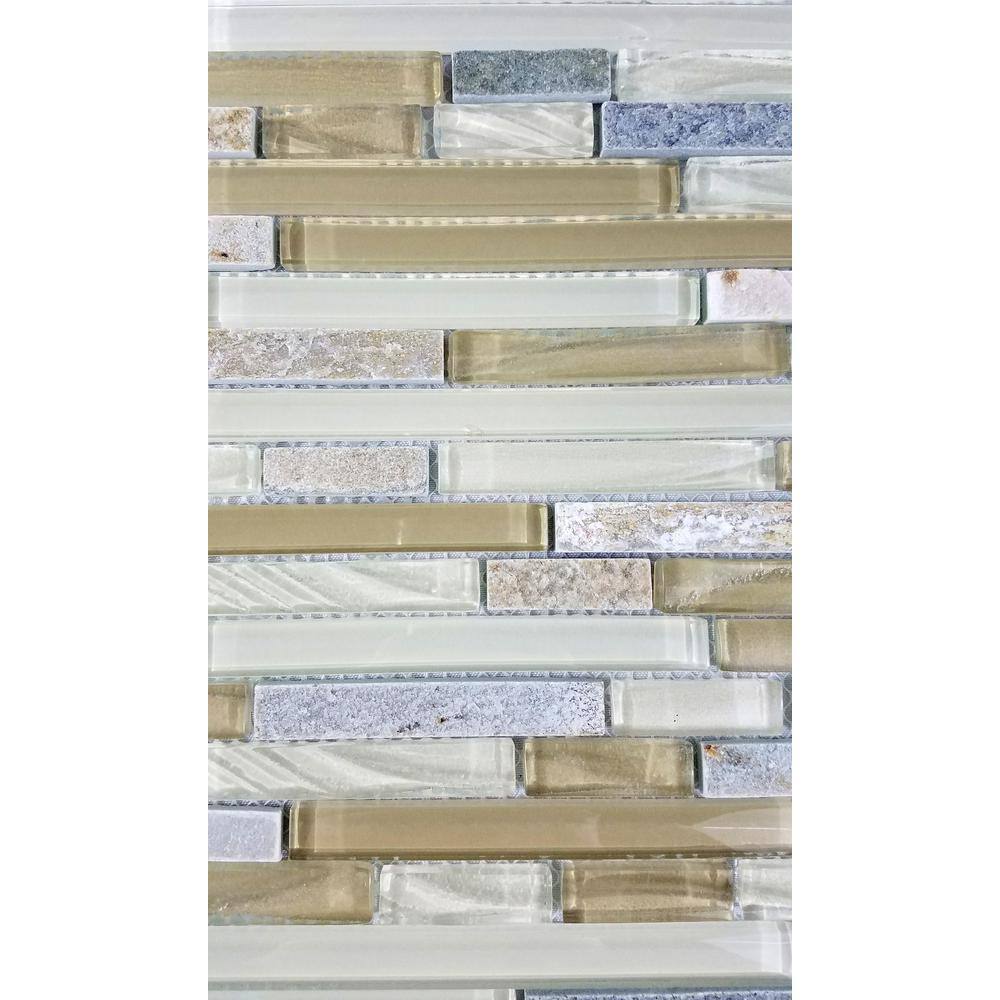 New Era Beige and Glass Linear Mosaic Wall Tile