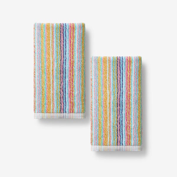 The Company Store Stripe Multicolored Cotton Fingertip Towel (Set of 2)