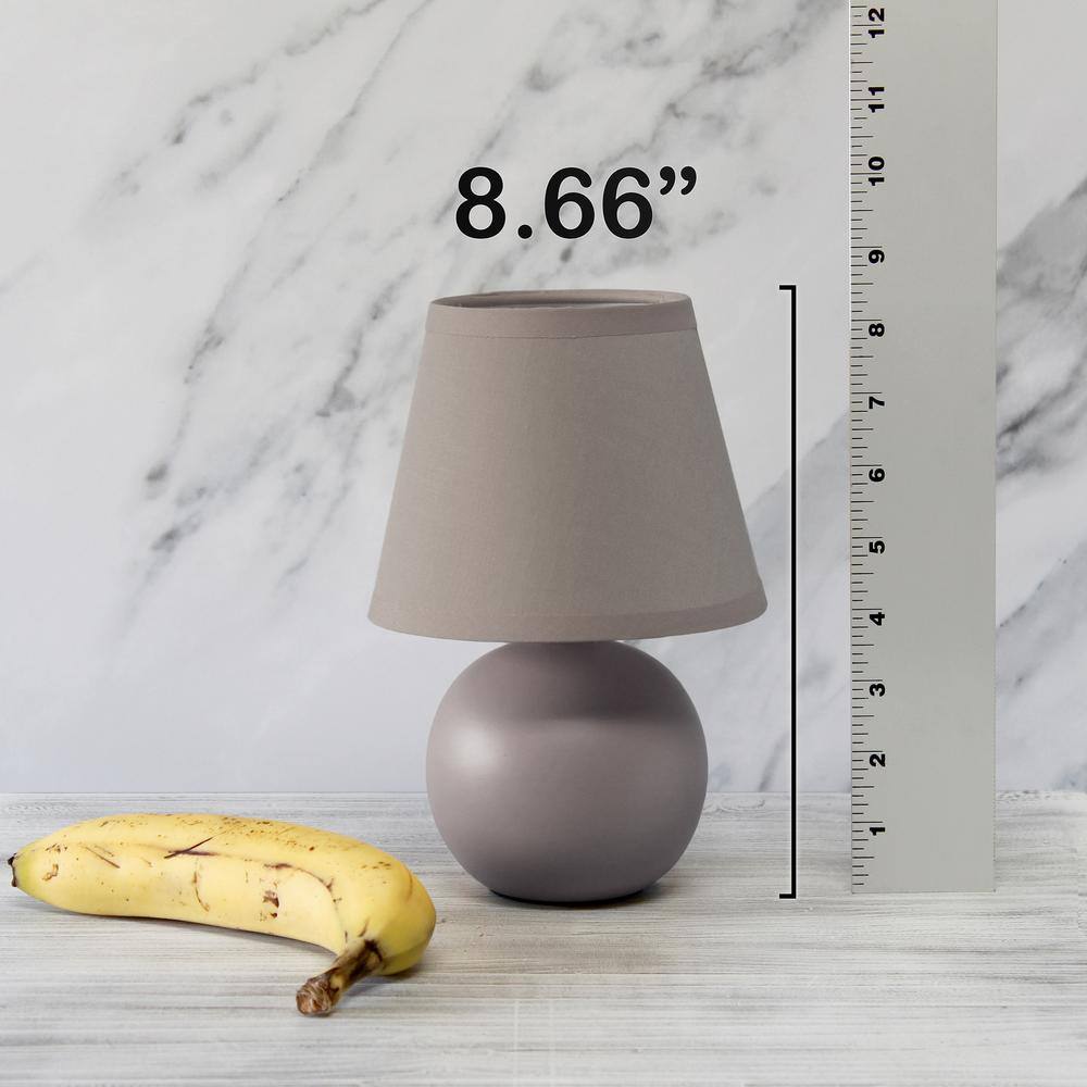 Gray Petite Ceramic Orb Base Table Lamp with Fabric Shade