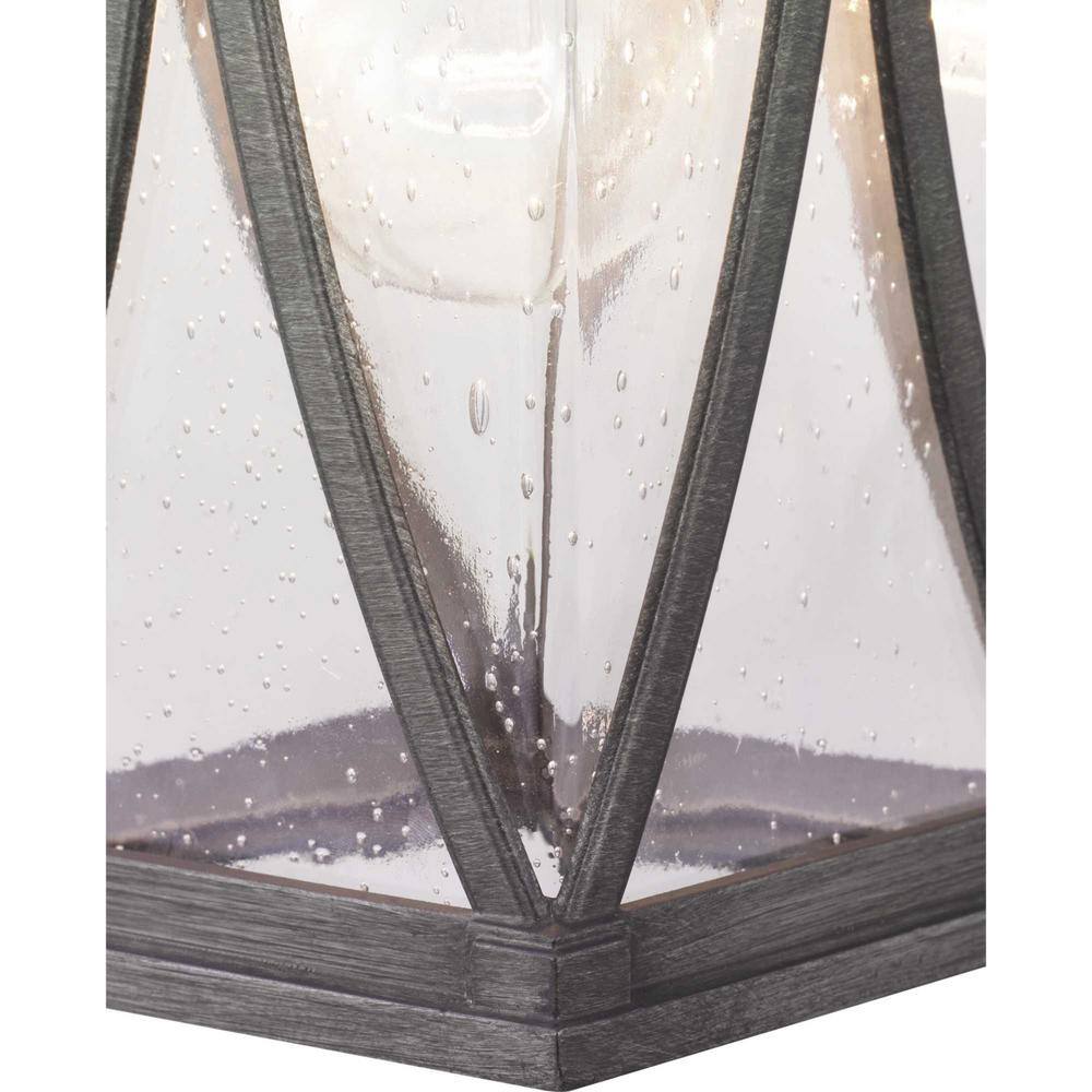 Antique Pewter Outdoor Lantern with Clear Seeded Glass Shade