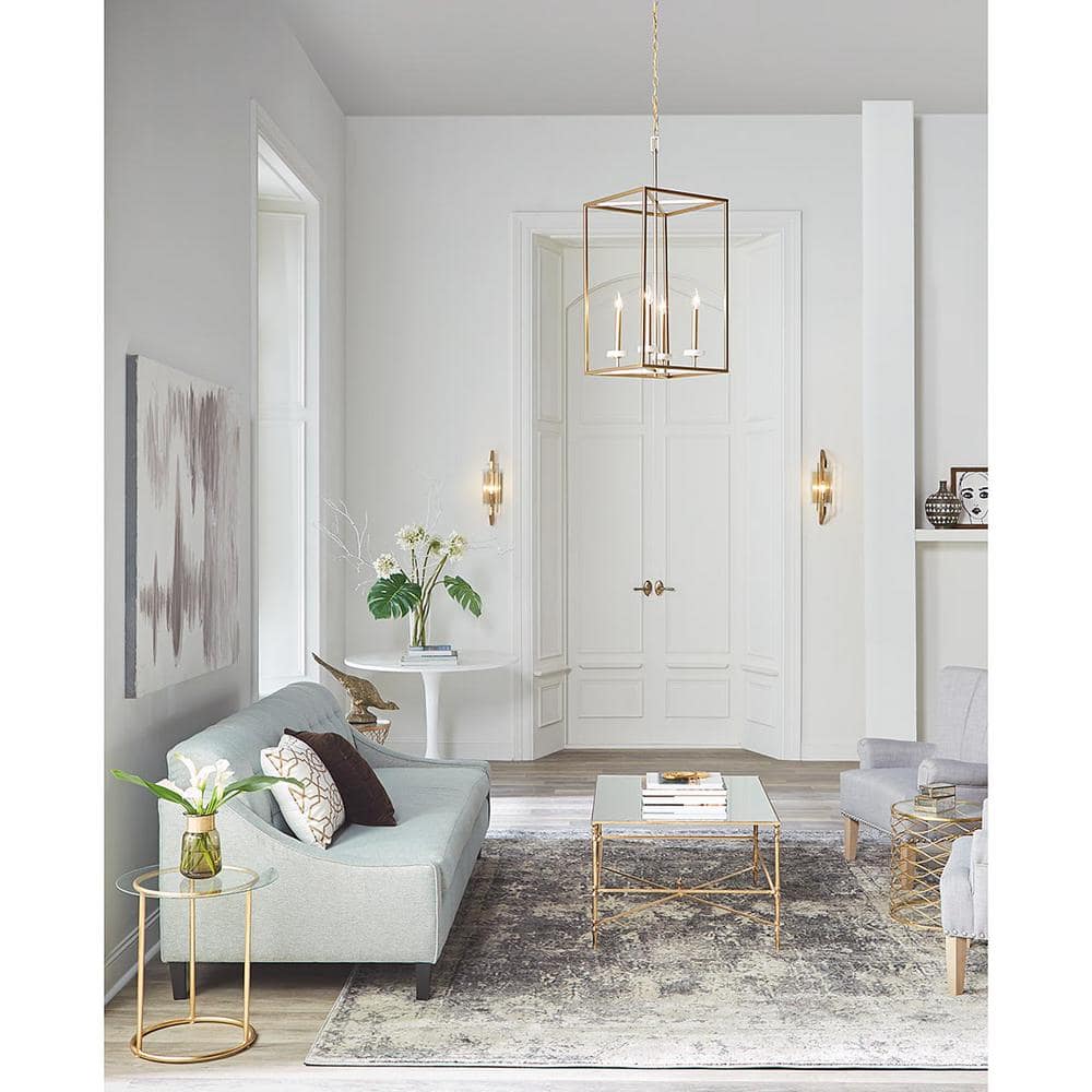 Vintage Gold Palacio 4-Light Pendant with Faux White Marble Shade