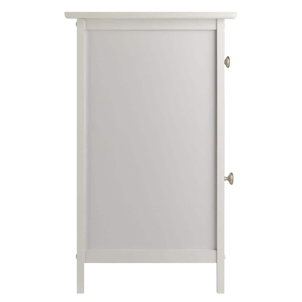 Eugene Transitional White Wood Nightstand with Drawer and Cabinet