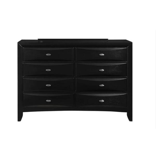 HomeRoots Charlie 8Drawers Black Dresser (41 in. H x 17 in. W x 59 in. D) 384017 The Home Depot