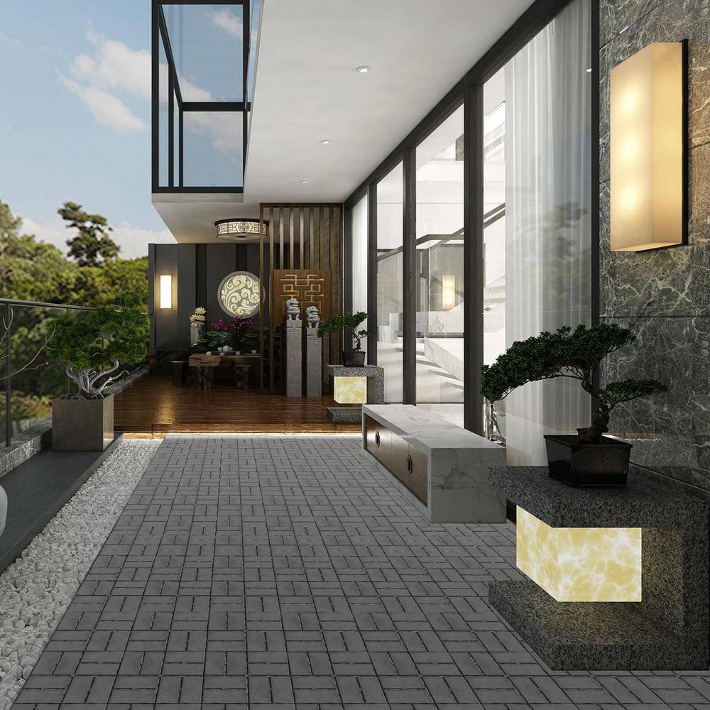 Dark Gray 12"x12" Interlocking Waterproof Deck Tiles, 27 Pack