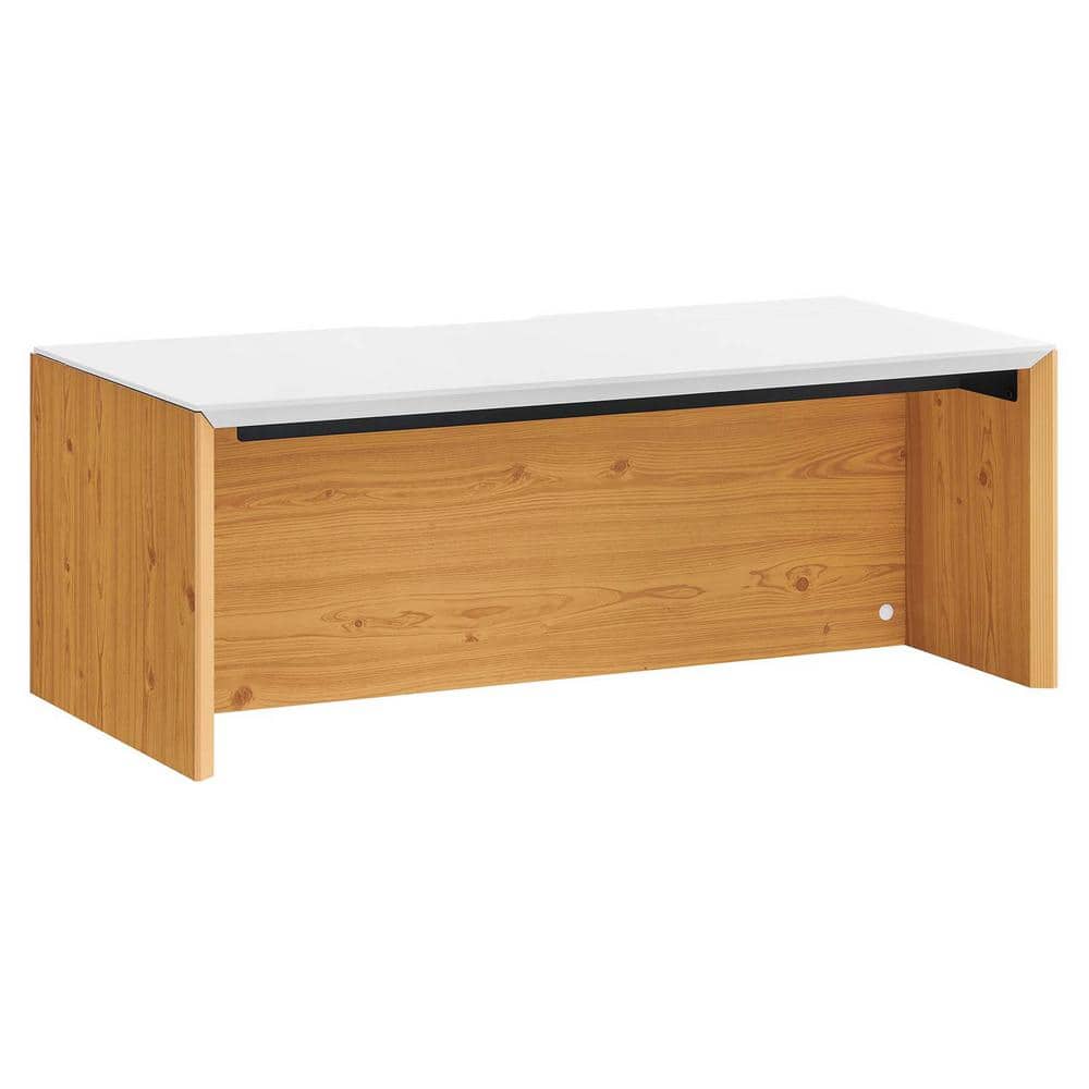 MODWAY Kinetic 38 in. White Natural Cherry Particle Board Office Desk -  EEI-6206-WHI-NAT