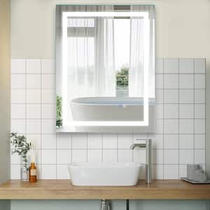 28 in. W x 36 in. H Large Rectangular Frameless Anti-Fog LED Wall Mounted Bathroom Vanity Mirror With Lights