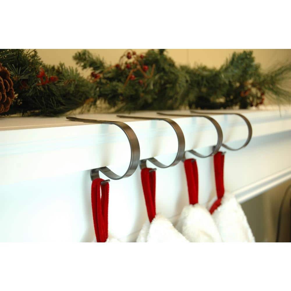 Oil-Rubbed Bronze Low Profile Metal Stocking Holders, 4 Pack