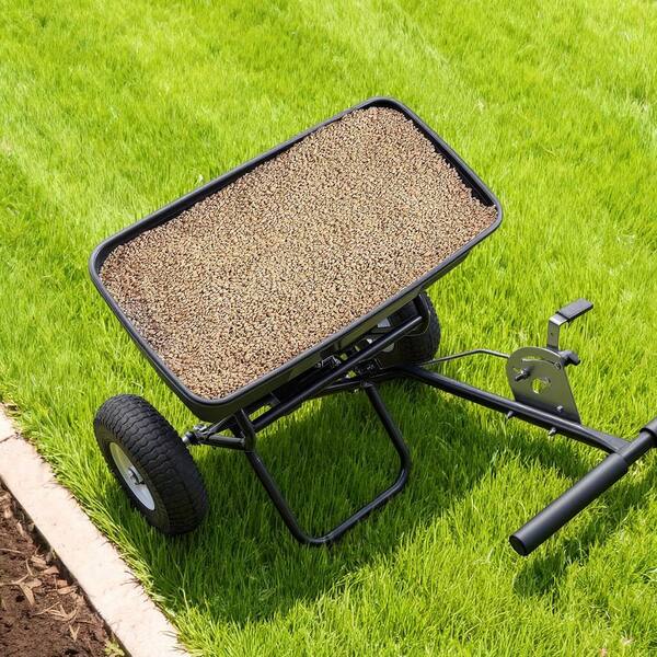 Push Lawn Spreader, 12 ft. Spreading Width, Broadcast Spreader with 130 lbs. Load Capacity & 13 in. Tires
