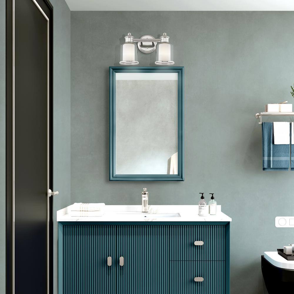 Polished Nickel 2-Light Vanity with Steel Frame