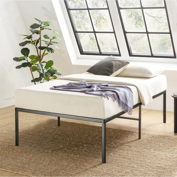 best price mattress Metal Platform Bed Frame with Heavy Duty Steel Slats, Black, Twin