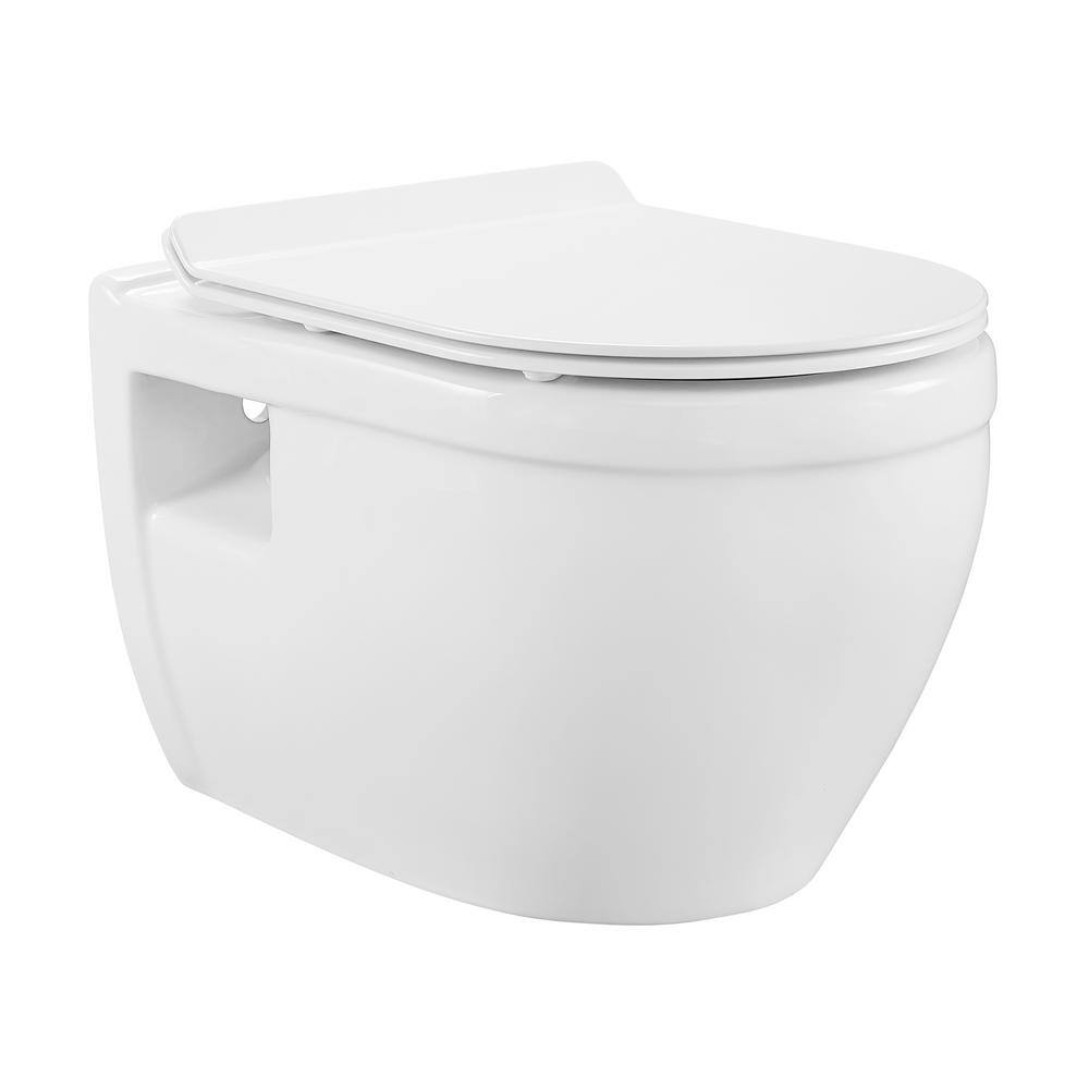 Glossy White Ceramic Wall Mounted Elongated Toilet