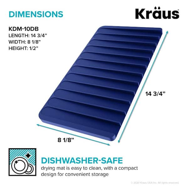 Kraus Self Draining Dark Blue Silicone Dish Drying Mat Or Trivet For Kitchen Counter Kdm 10db The Home Depot