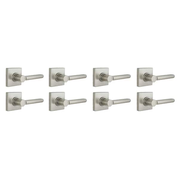Tonebridge Satin Nickel Hall/Closet Door Lever with Square Rose 8-Pack