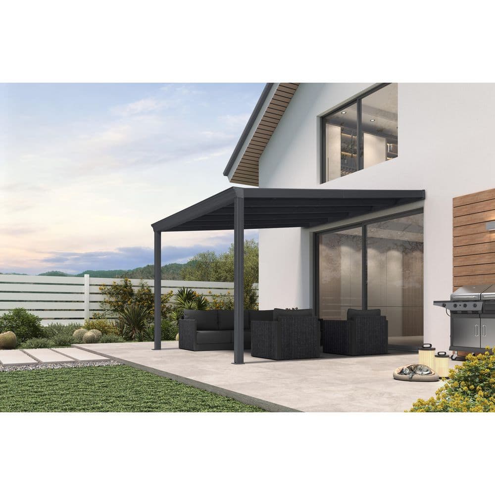 12 ft. x 12 ft. Gray Wall-Mounted Aluminum Outdoor Pergola with Individual Adjustable Roofs and In-Built Gutter System price history on PriceWatchPro