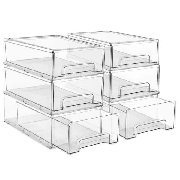 Sorbus 6 Pack Medium Clear Stackable Refrigerator Drawers with Handle