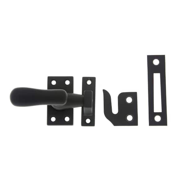 idh by St. Simons Matte Black Solid Brass Large Window Sash Lock with Casement Fastener