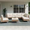 LAUSAINT HOME 8-Piece Tan Wicker Outdoor Sectional Set with Beige Cushions FRS007-001-S