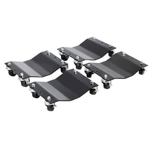 Premium Wheel Dollies - Set of 4 Solid Steel Tire Skates with 3 in. Swivel Casters - 1500 lbs. Capacity (Black)
