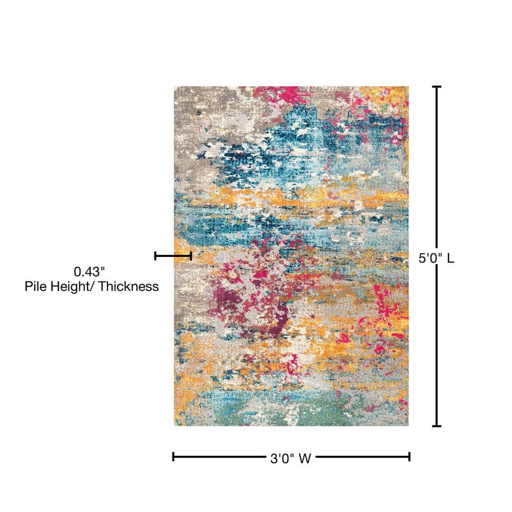 Monet Multicolor Abstract Synthetic 3' x 5' Area Rug