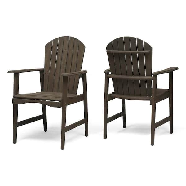 Tunearary Weather Resistant Acacia Wood Gray Outdoor Adirondack Dining Chairs for Backyard Furniture 2-Piece Set