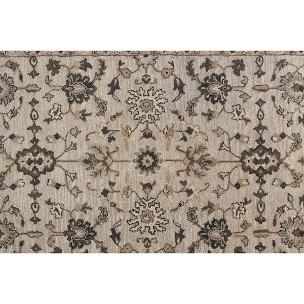 2 ft. x 10 ft. Gray, Ivory Floral Runner Rug