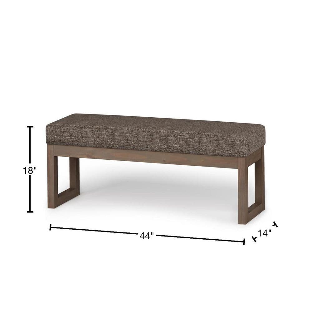 Milltown Mink Brown Tweed Fabric Upholstered Bench