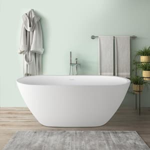 65 in. Acrylic Flatbottom Double Ended Bathtub Not Whirlpool Freestanding Soaking SPA Bathtub in White