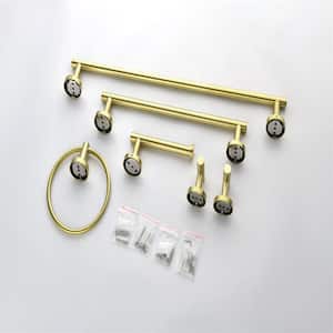 6-Piece 22 in. Wall Mounted Double Towel Bar in Stainless Steel Brushed Gold