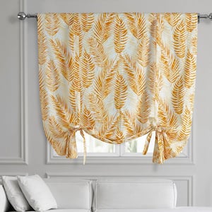 Kupala Eternal Gold Printed Cotton 46 in. W x 63 in. L Room Darkening Rod Pocket Tie-Up Window Shade (1 Panel)