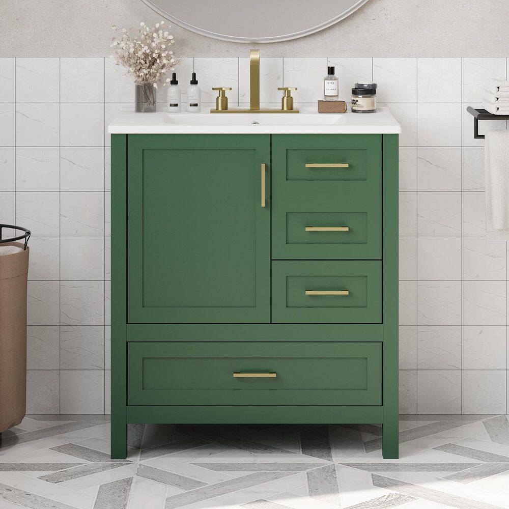 30 in. W x 18. 3 in. D x 34 in. H in Single Sink Freestanding Green Bath Va
