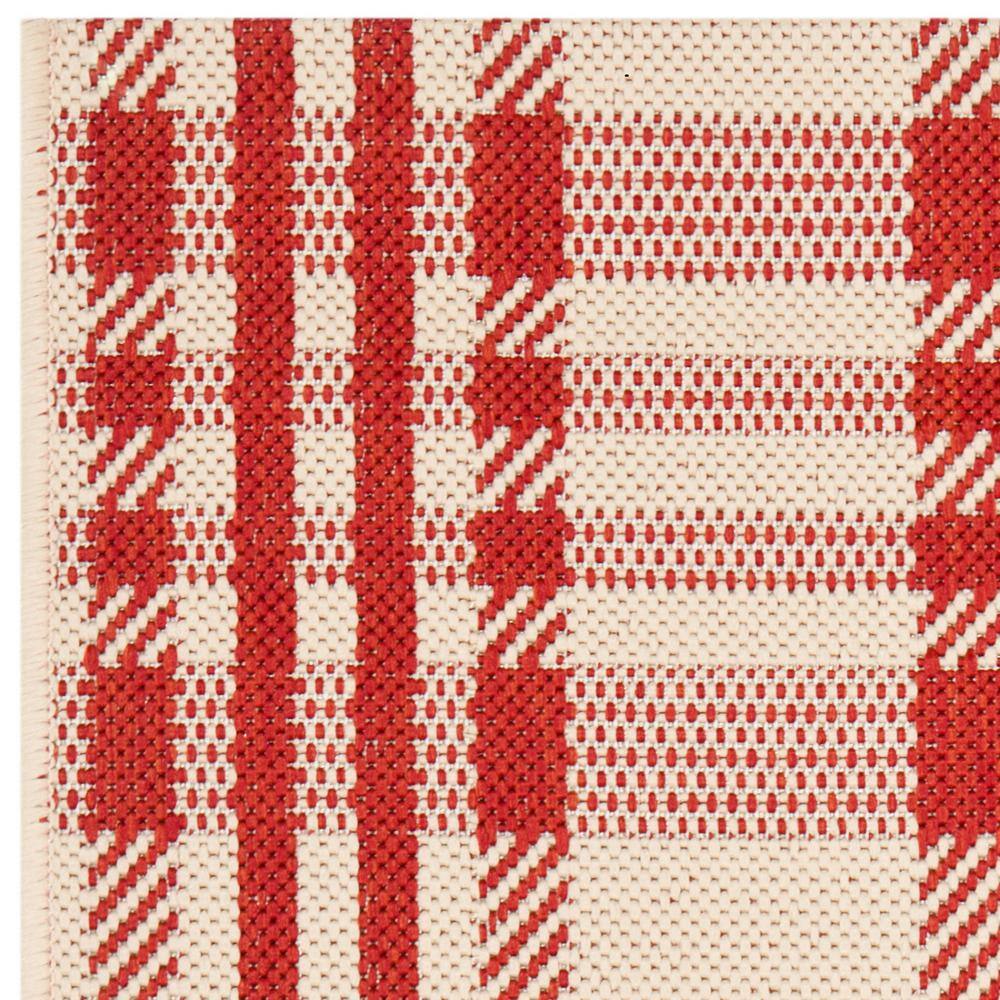 Red and Bone Rectangular Synthetic Easy Care Rug, 2' x 3'7"