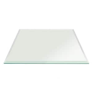 28 in. Clear Square Glass Table Top 1/2 in. Thick Bevel Polish Tempered Radius Corners