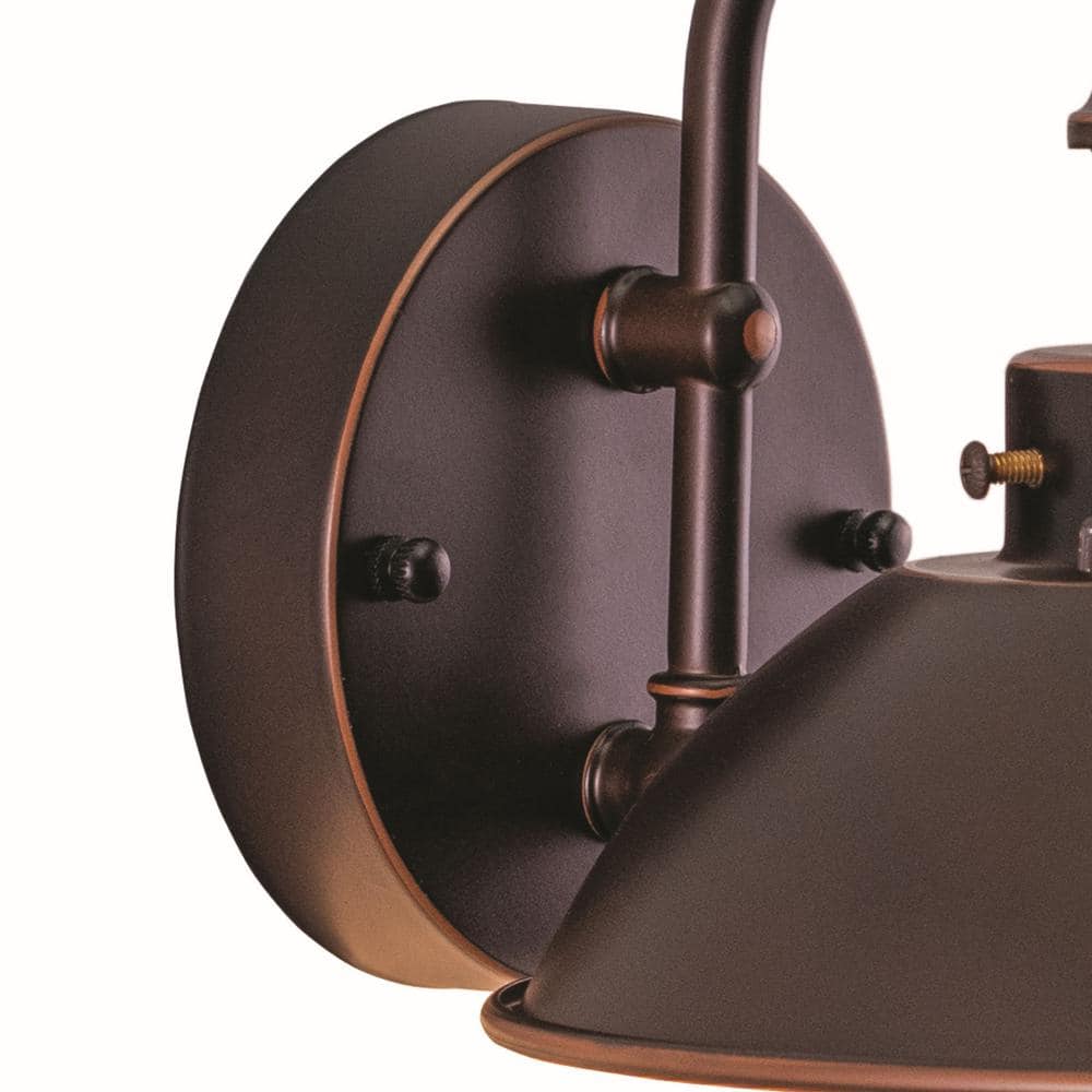 Burnished Bronze Nautical Steel Wall Sconce with Seeded Glass