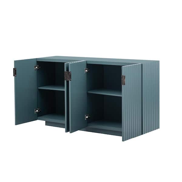 59.8 in. W x 15.7 in. D x 33.4 in. H Bathroom Antique Blue Linen Cabinet