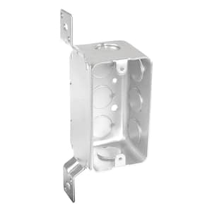 4 in. H x 2 in. W x 2-1/8 in. D Steel Metallic 1-Gang Drawn Handy Box with Eight 1/2 in. KO's and F Bracket, 1-Pack