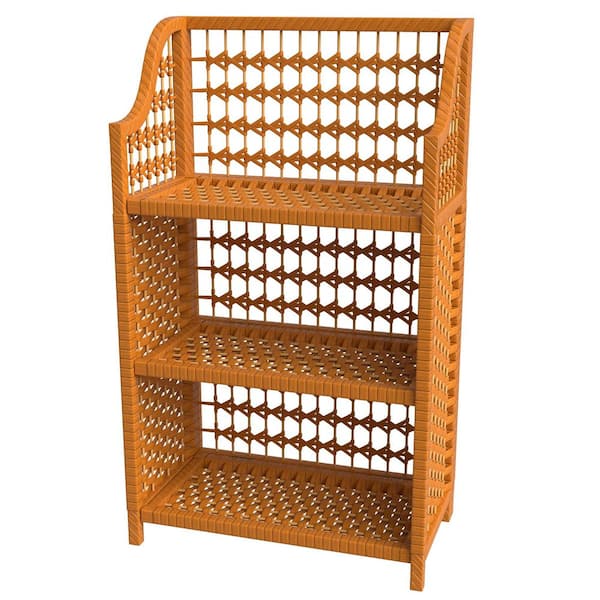 3-Shelf Honey Natural Fiber Shelving Trunk