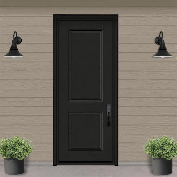 Regency 36 in. x 96 in. 2P Squaretop LHIS Onyx Stain Fiberglass Prehung Front Door with 6-9/16 Jamb