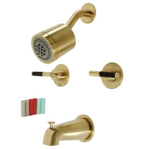 Kaiser Double Handle 2-Spray Tub and Shower Faucet 2 GPM in. Brushed Brass (Valve Included)