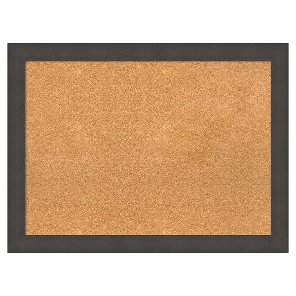 Amanti Art Blaine Light Pewter Narrow Natural Corkboard 32 in. x 24 in. Bulletin Board Memo Board