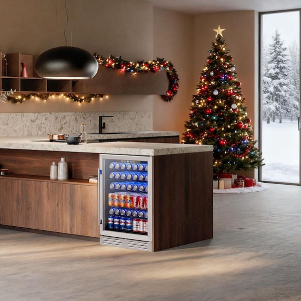24 in. Built-in Single Zone Beverage Refrigerator with 170 Can 12 oz. Beverage
