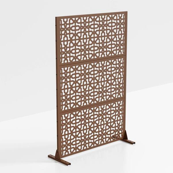 cadeninc 3.92 ft. x 6 ft. Metal Privacy Screen Panels in Brown