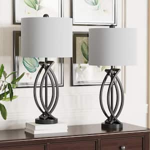 Cincinati 24 '' Black Table Lamp Set With White Shade (2-Pack）