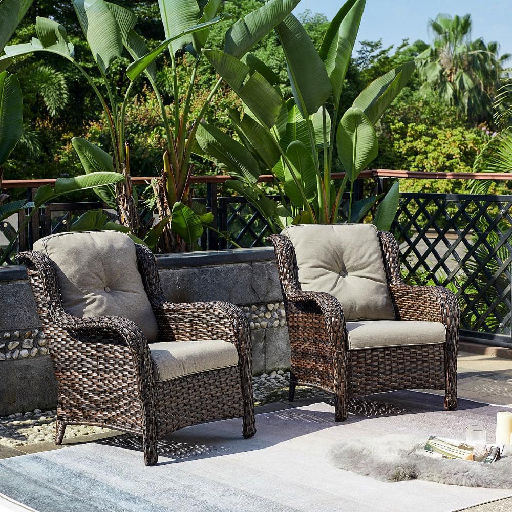 Gymojoy Carolina Wicker Outdoor Lounge Chair with Gray Cushion 2 Pack SS006 3 The Home Depot